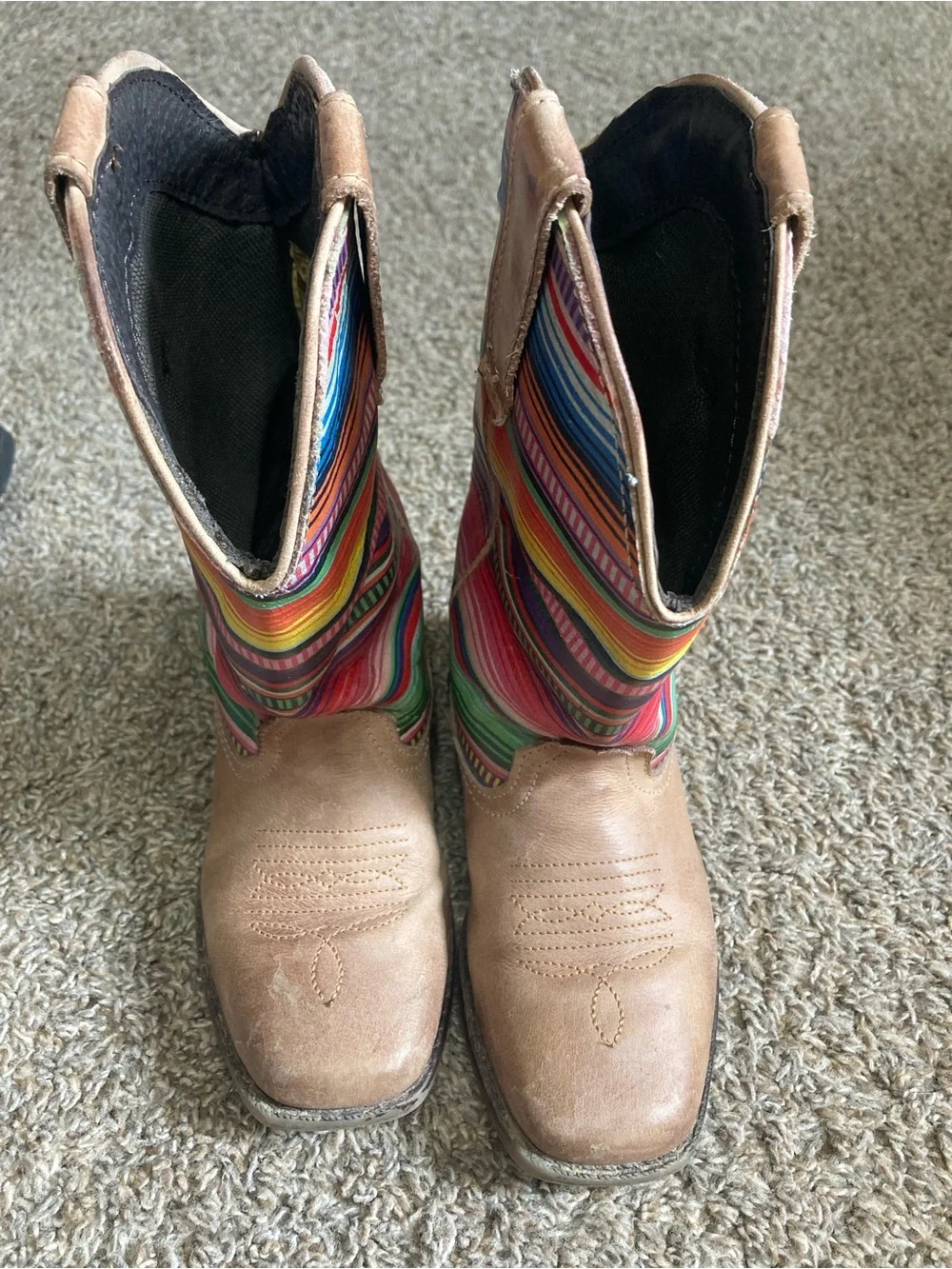 Girls Brown Leather Cowboy Boot Lot In Good And Play Condition